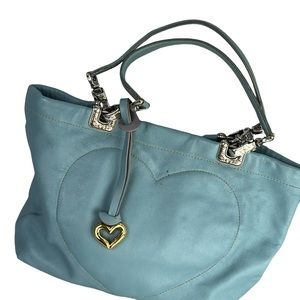 Brighton blue soft leather heart dangle charm satchel bag purse